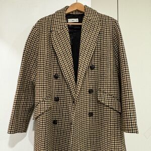Mango Black and Tan Houndstooth Coat